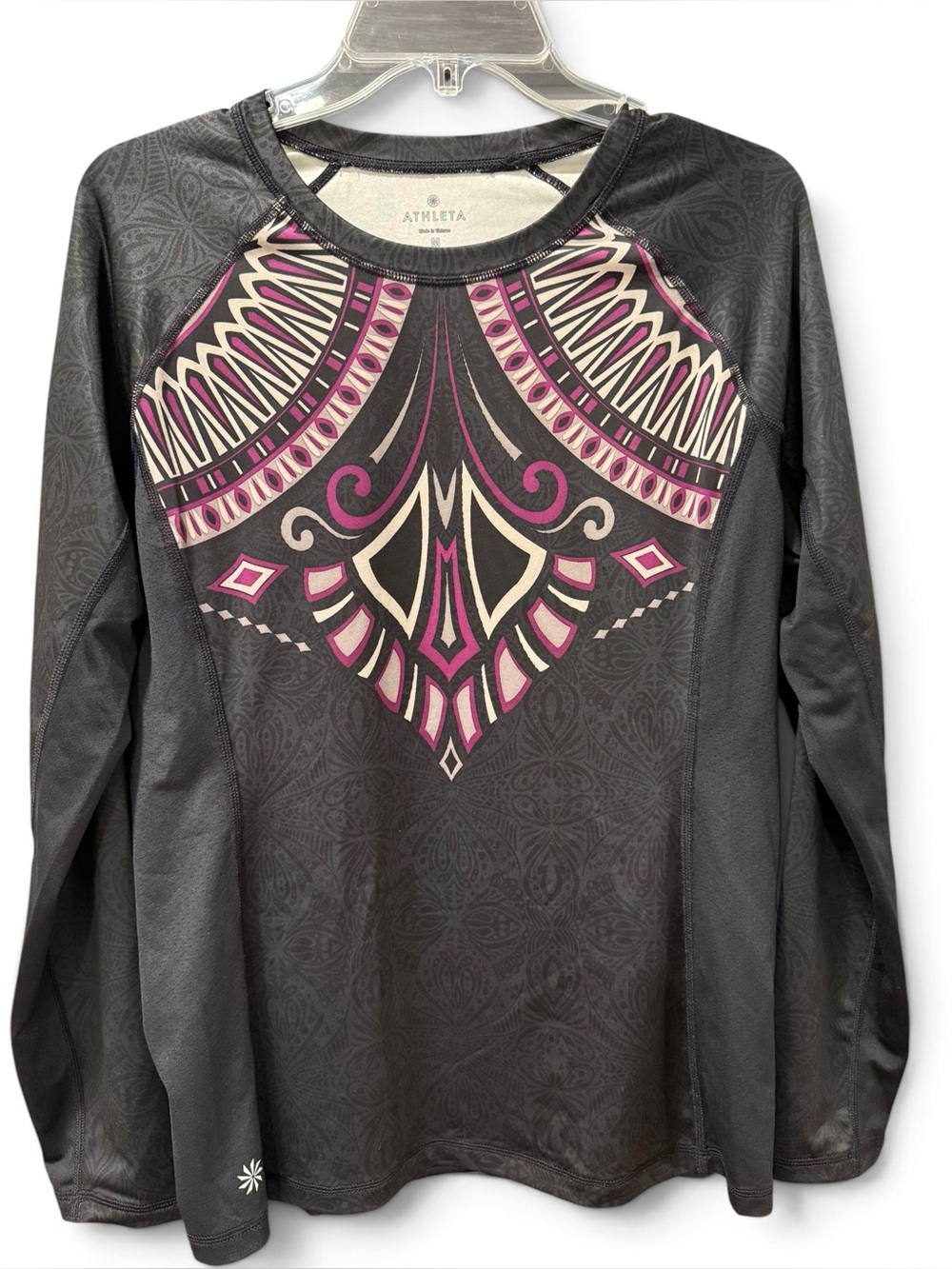 Athleta Long sleeve Cool-Down Top, Geometric Black